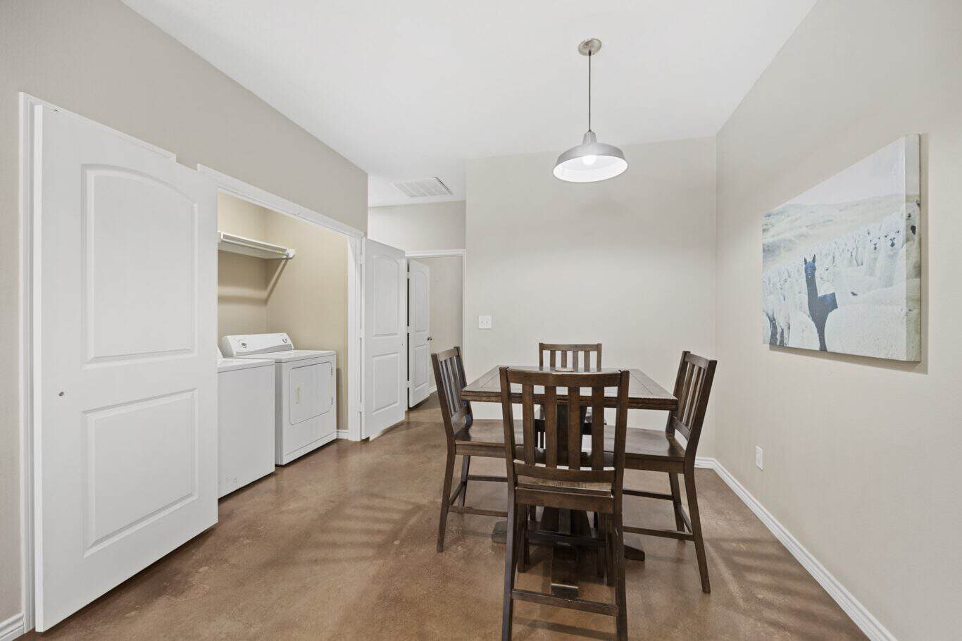 eat-in kitchen and laundry room